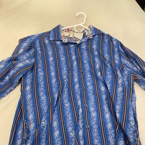 Blue Robert Graham Mens Dress Shirt (L)